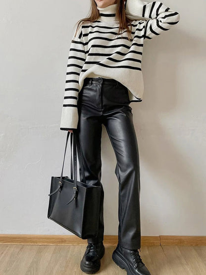 Classic leather style women's trousers