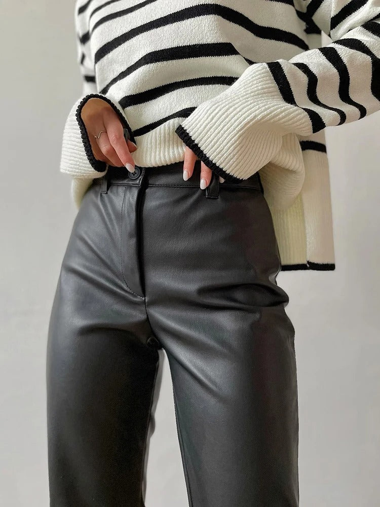 Classic leather style women's trousers