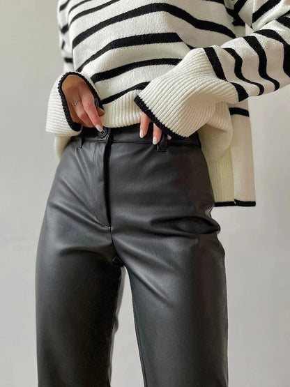Classic leather style women's trousers