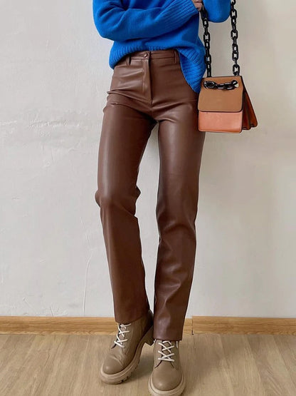 Classic leather style women's trousers