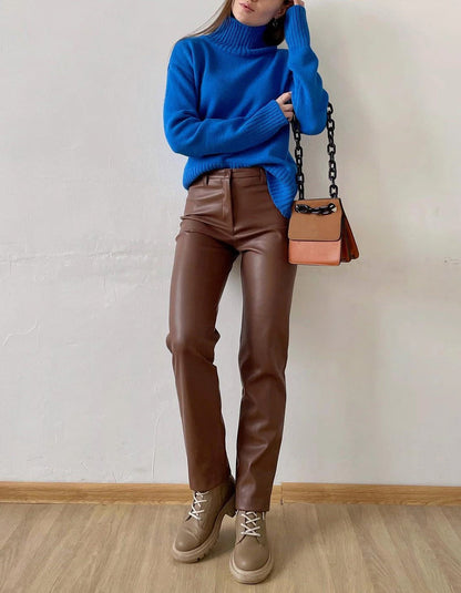 Classic leather style women's trousers