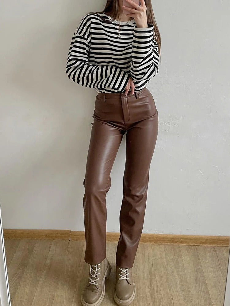 Classic leather style women's trousers
