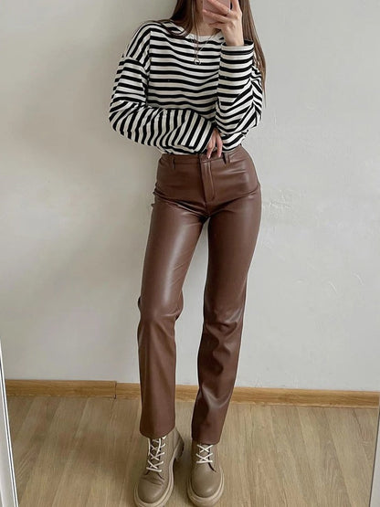 Classic leather style women's trousers