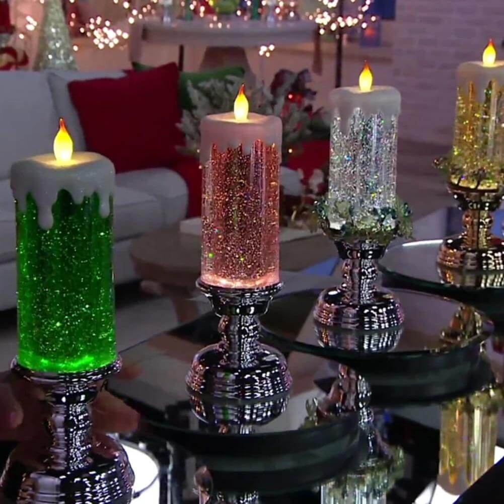 Colour-changing LED Water Candle with Glitter