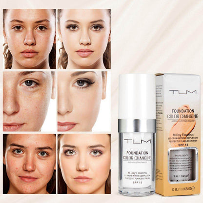 Colour-changing foundation