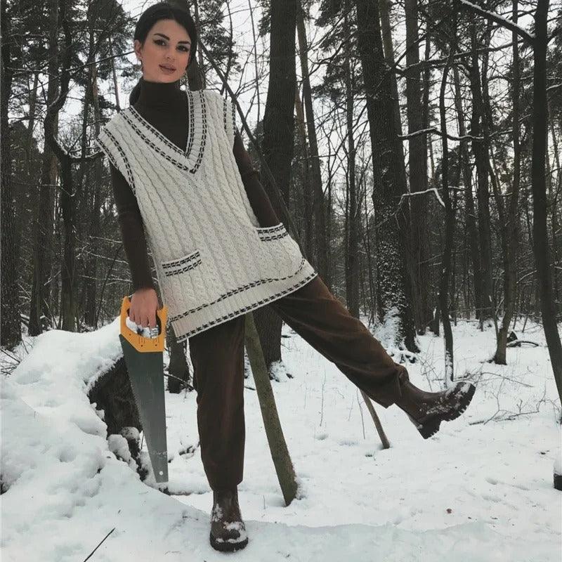 Corduroy warm women's trousers with fleece lining