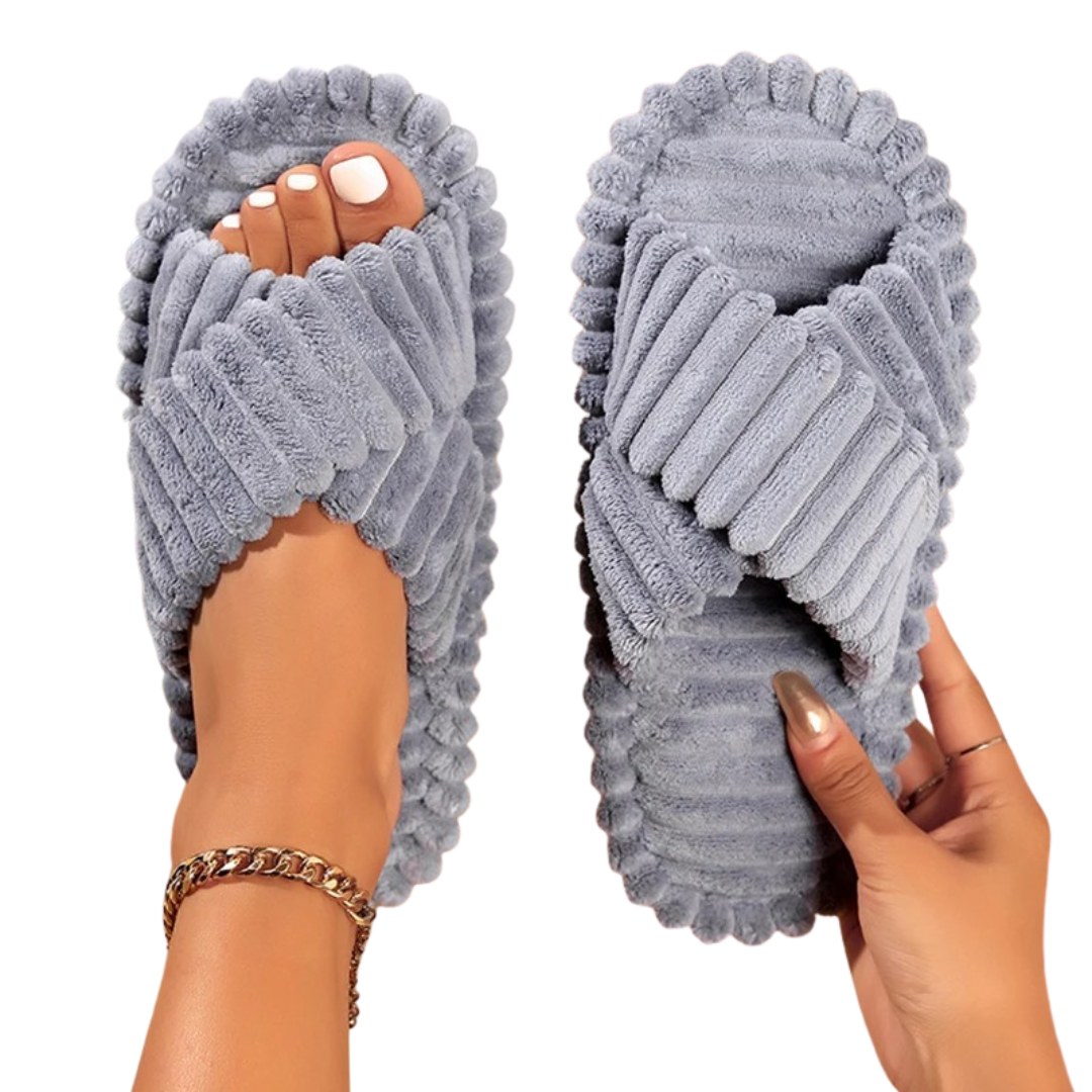 Corduroy women's cross-tie slippers