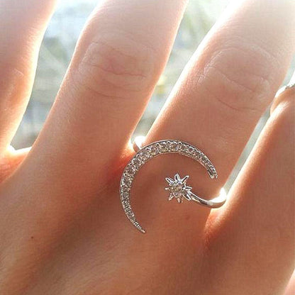 Crescent star ring