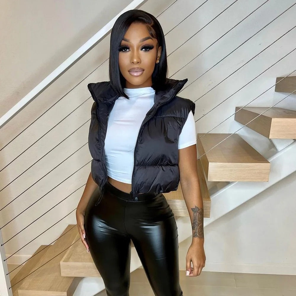 Cropped puffer jacket for women
