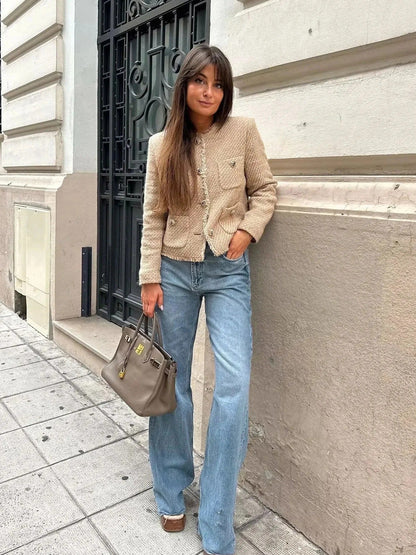 Cropped tweed jacket for women
