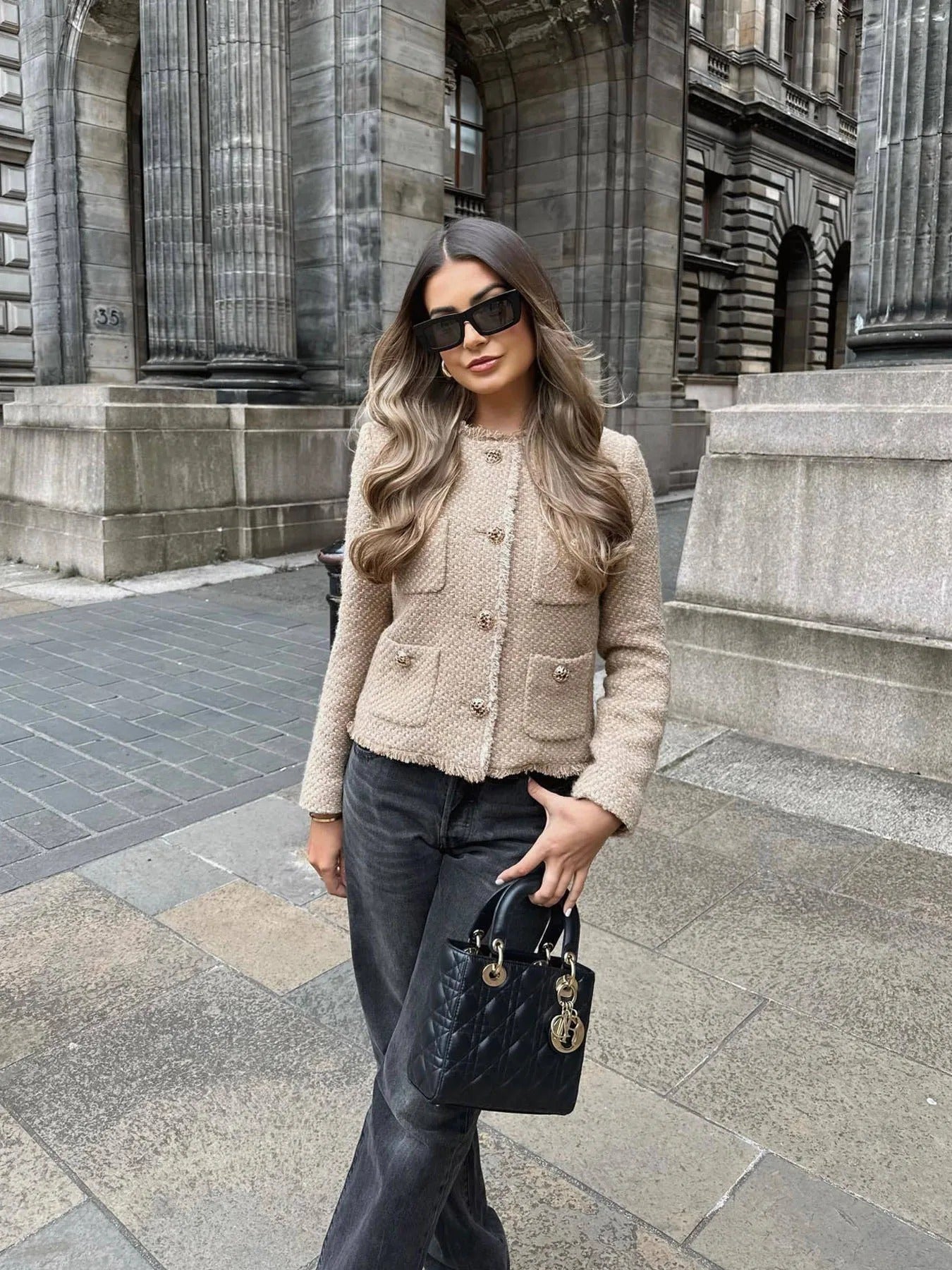 Cropped tweed jacket for women
