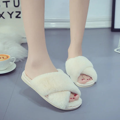Cross-design Soft Plush Slipper