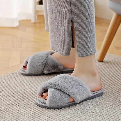 Cross-design Soft Plush Slipper