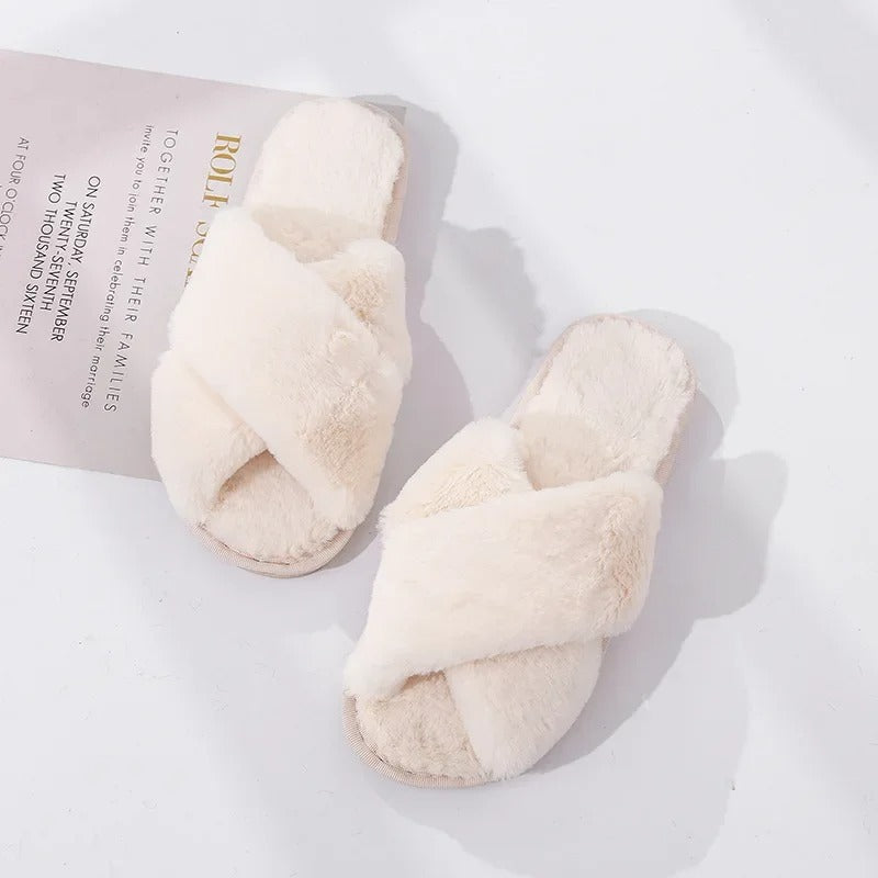 Cross-design Soft Plush Slipper