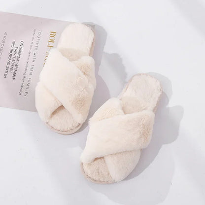 Cross-design Soft Plush Slipper