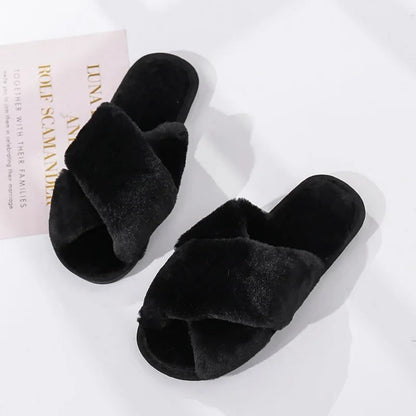 Cross-design Soft Plush Slipper