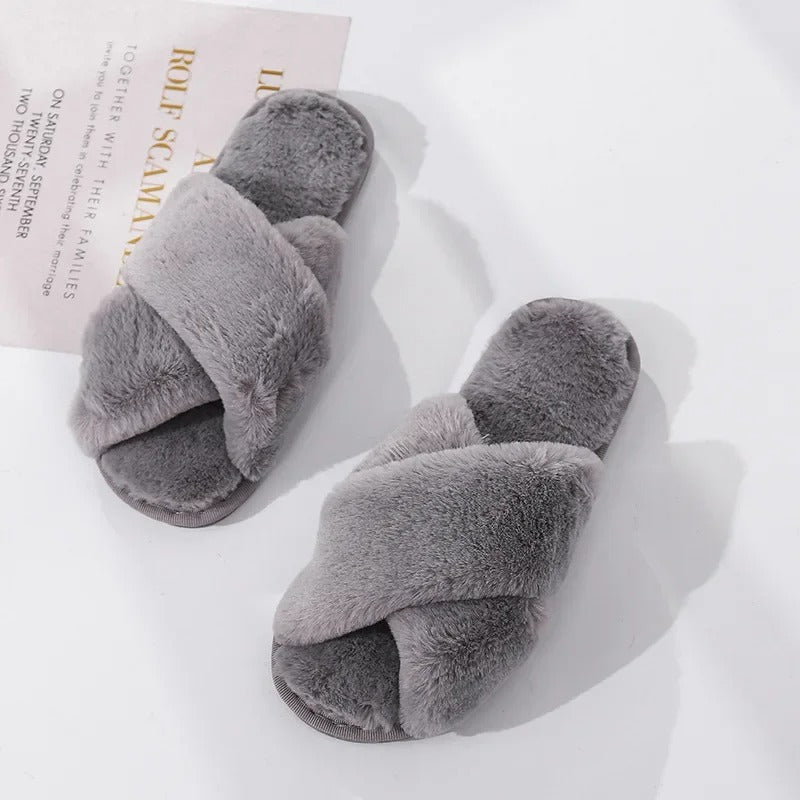 Cross-design Soft Plush Slipper