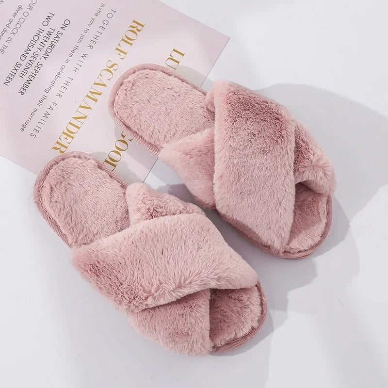 Cross-design Soft Plush Slipper