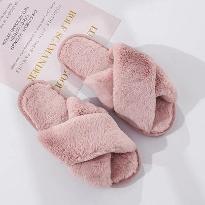 Cross-design Soft Plush Slipper