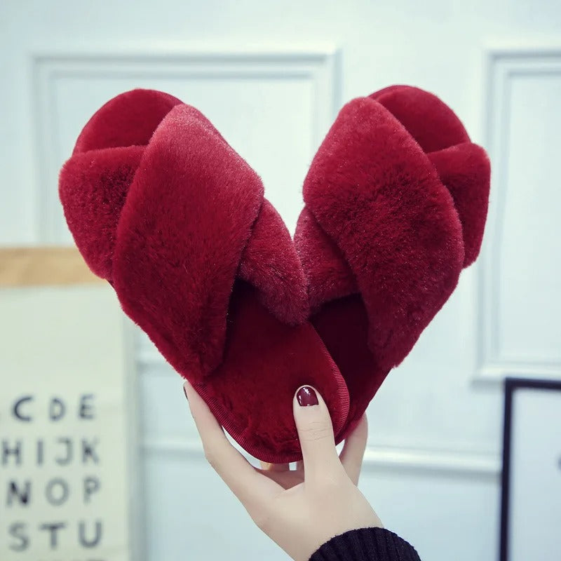 Cross-design Soft Plush Slipper