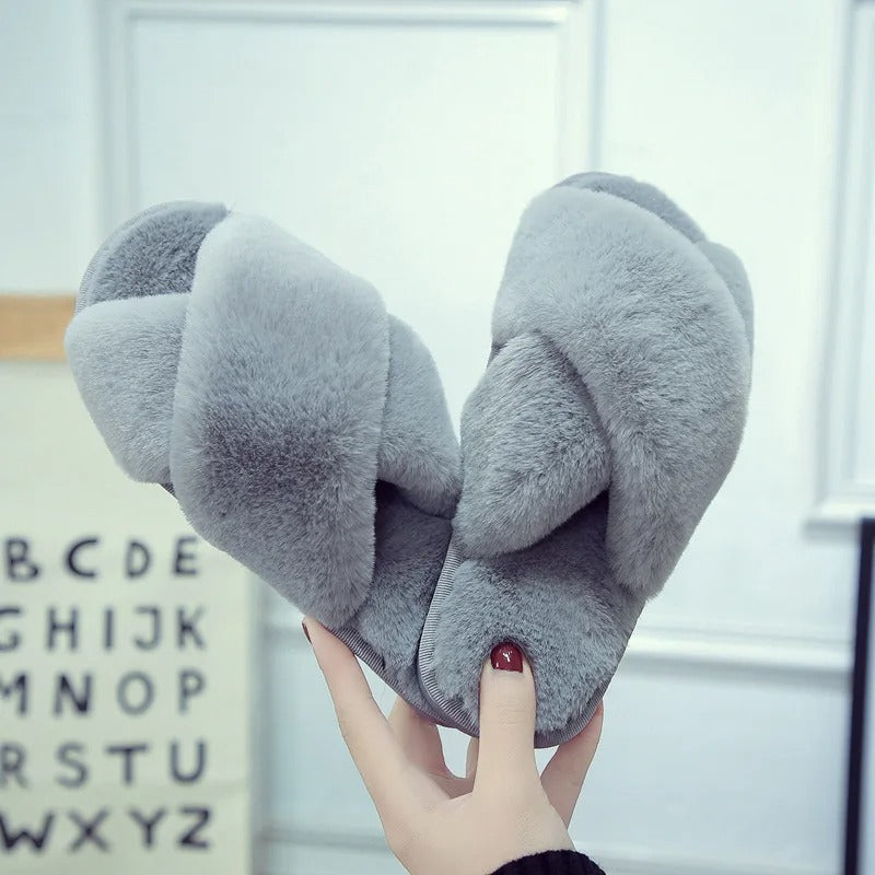 Cross-design Soft Plush Slipper