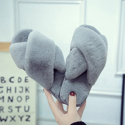 Cross-design Soft Plush Slipper