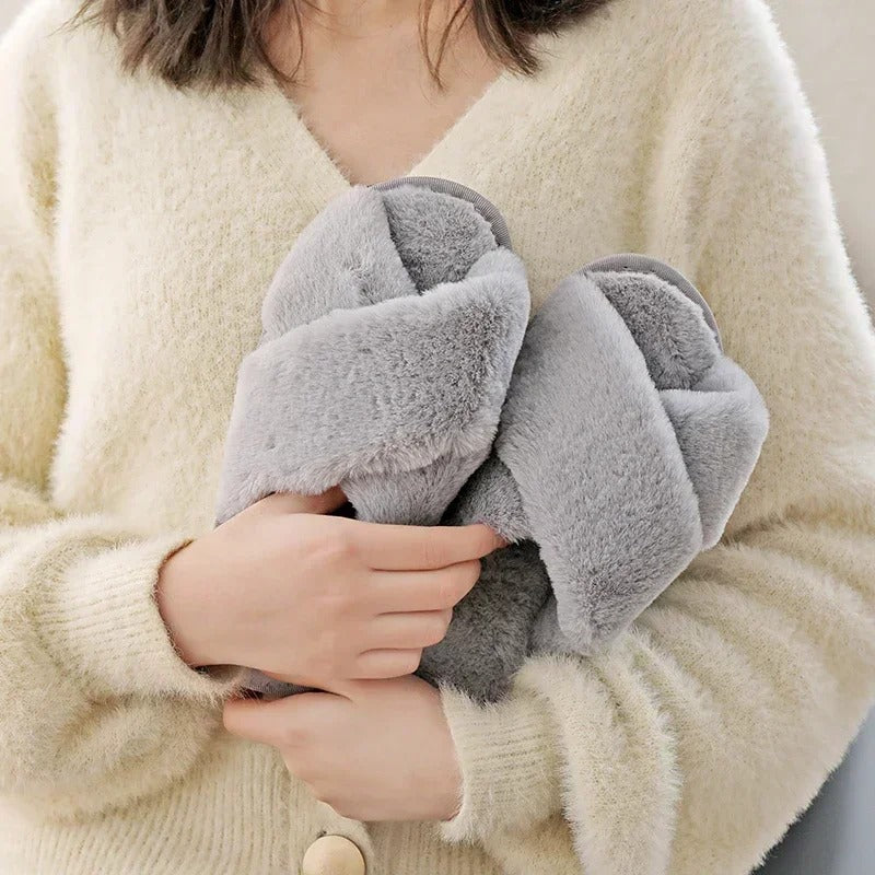 Cross-design Soft Plush Slipper