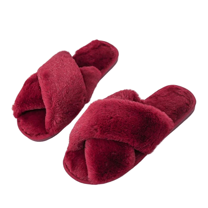 Cross-design Soft Plush Slipper
