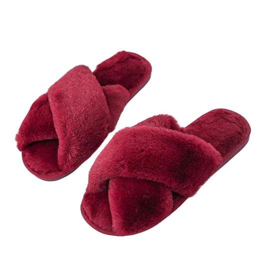 Cross-design Soft Plush Slipper