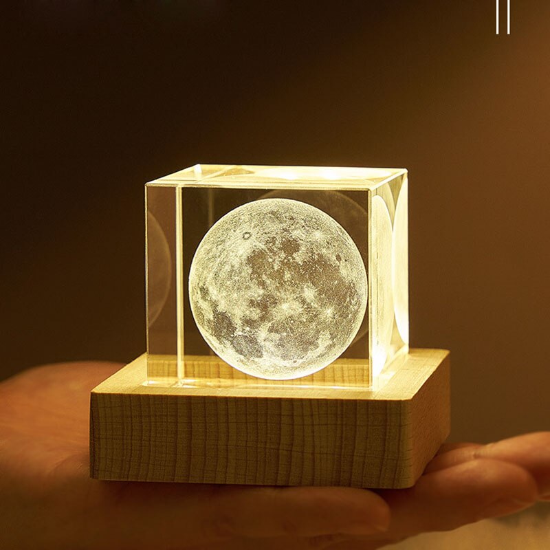 Crystal Cube 3D Moonlight Lamp