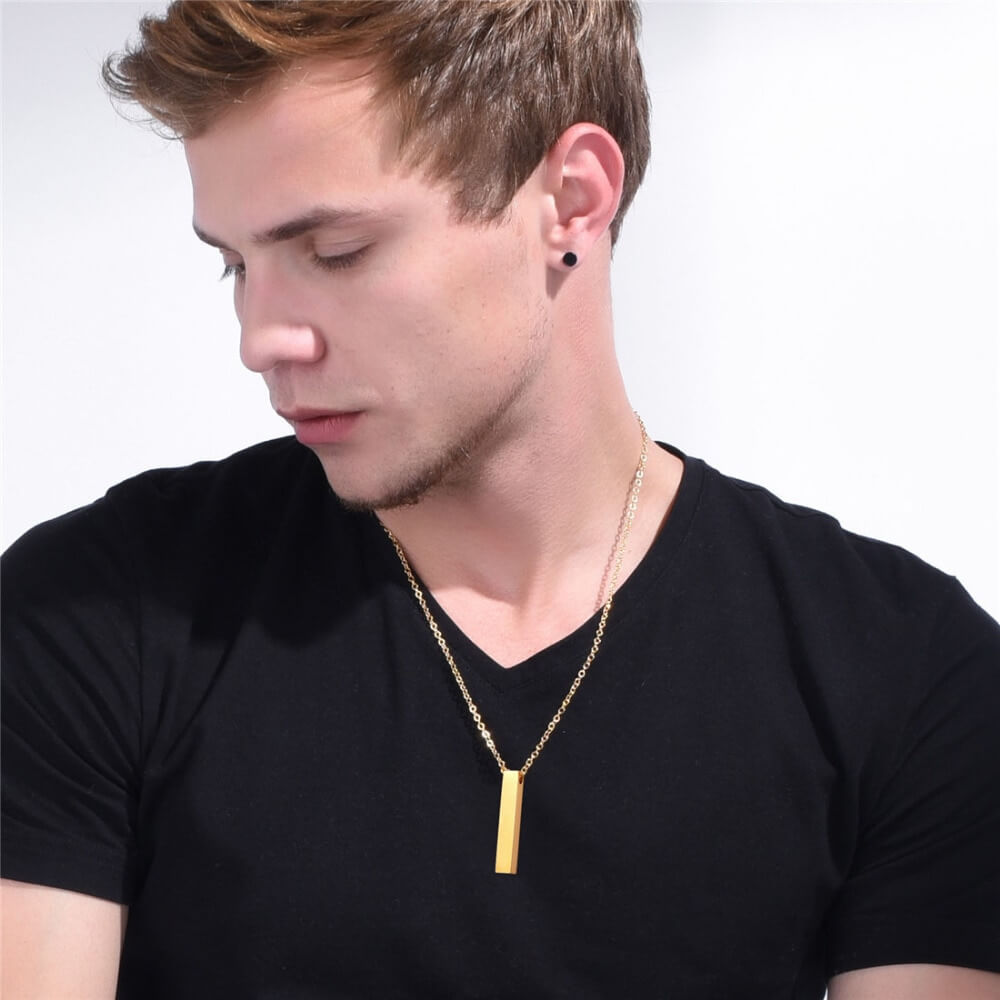 Cube Bar Pendant Necklace