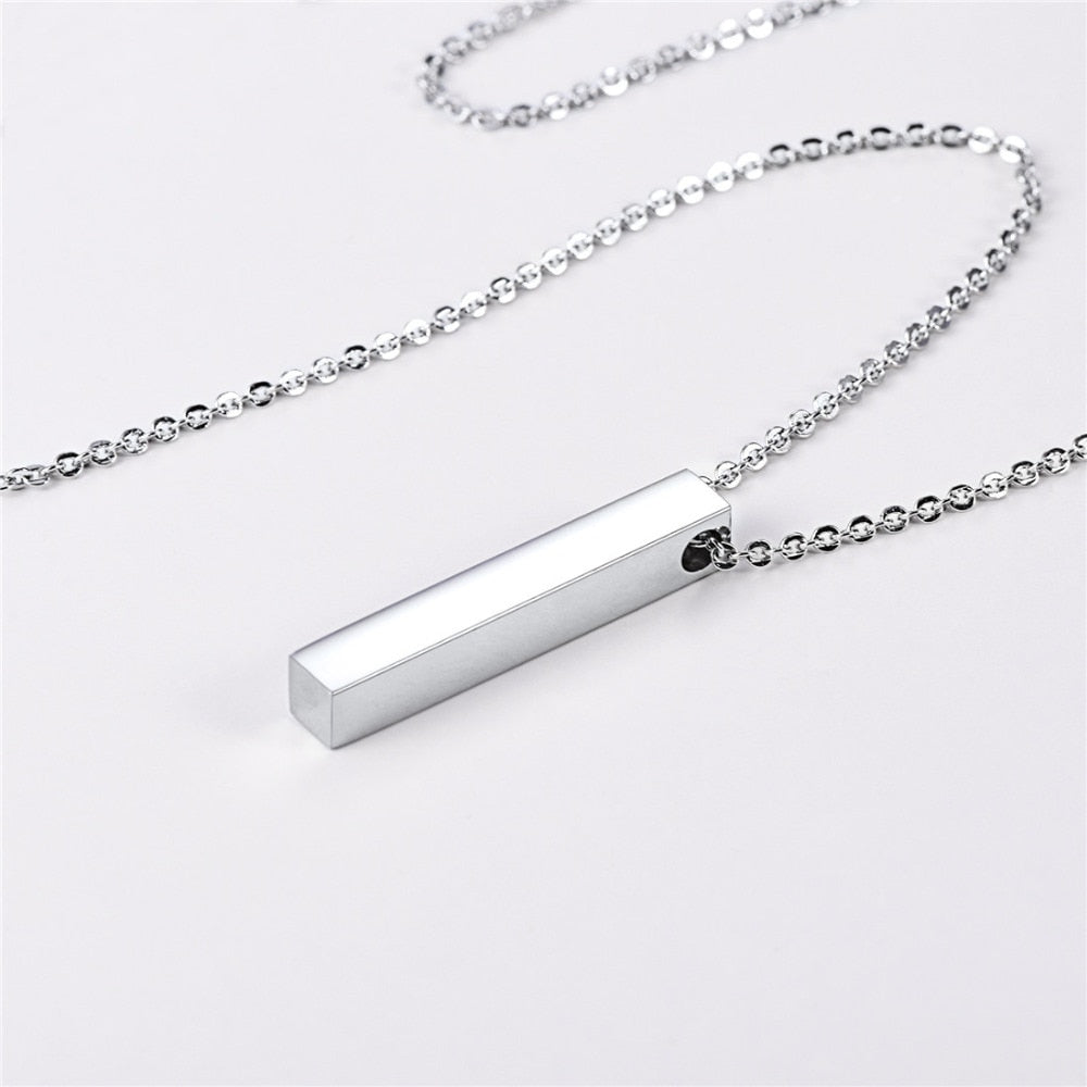 Cube Bar Pendant Necklace