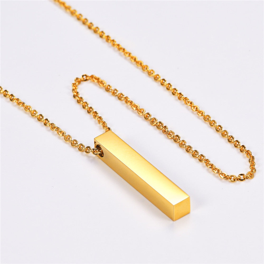 Cube Bar Pendant Necklace