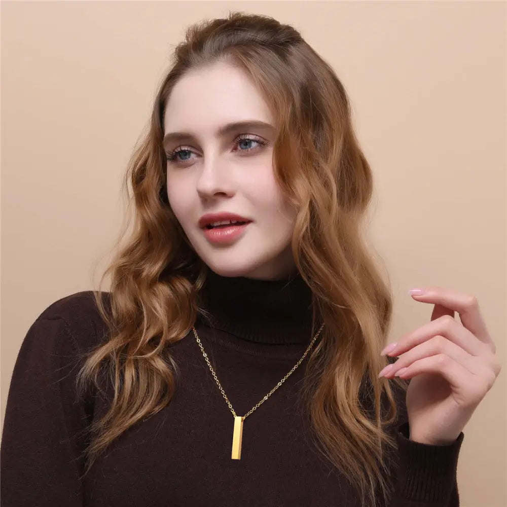 Cube Bar Pendant Necklace