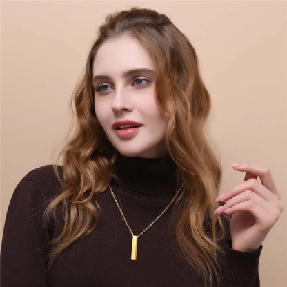 Cube Bar Pendant Necklace