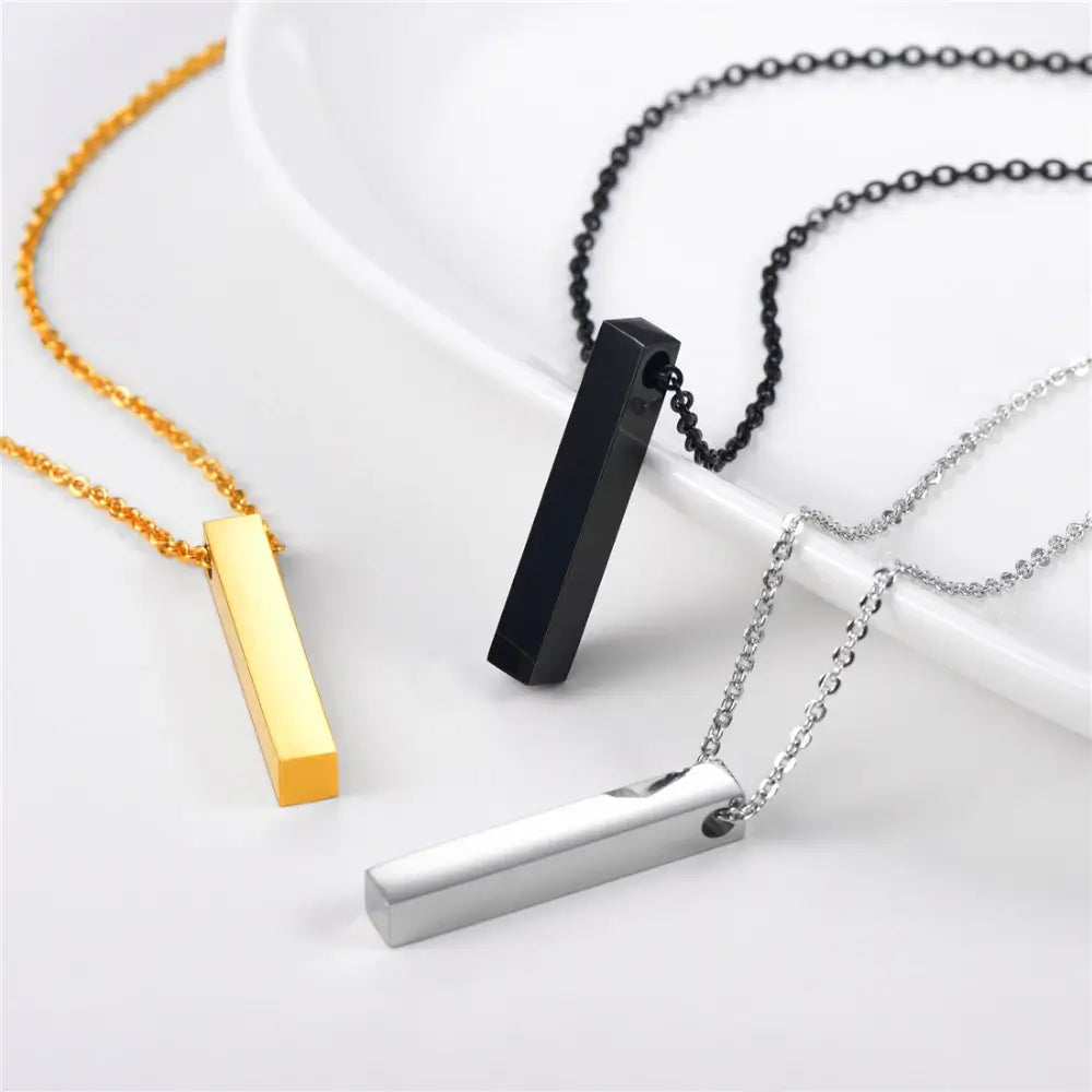 Cube Bar Pendant Necklace