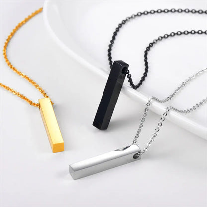 Cube Bar Pendant Necklace