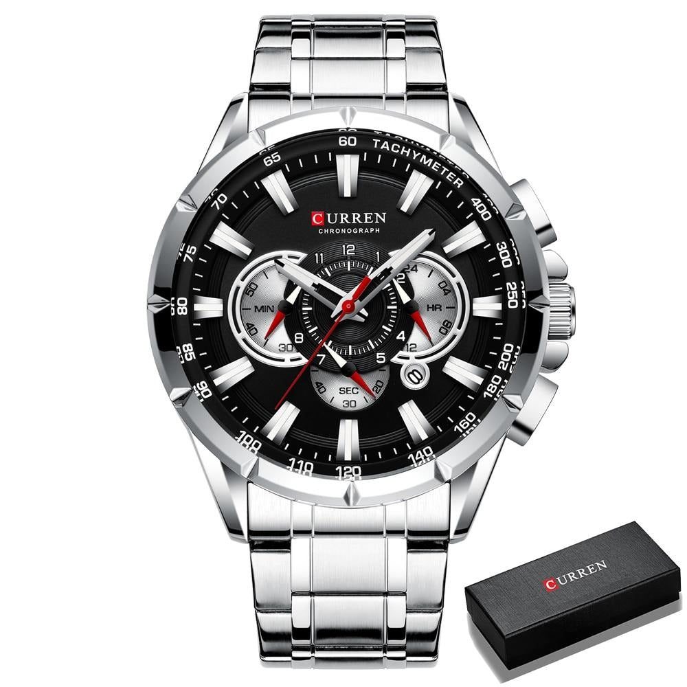 Curren 3 dial Chronograph Luxury Wristwatch