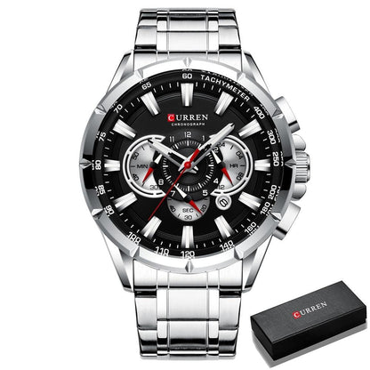 Curren 3 dial Chronograph Luxury Wristwatch
