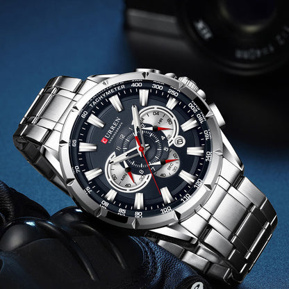 Curren 3 dial Chronograph Luxury Wristwatch