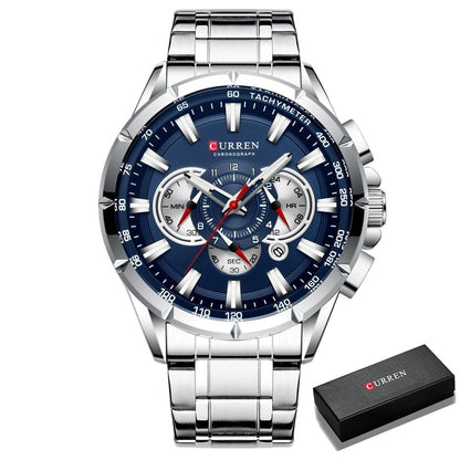 Curren 3 dial Chronograph Luxury Wristwatch