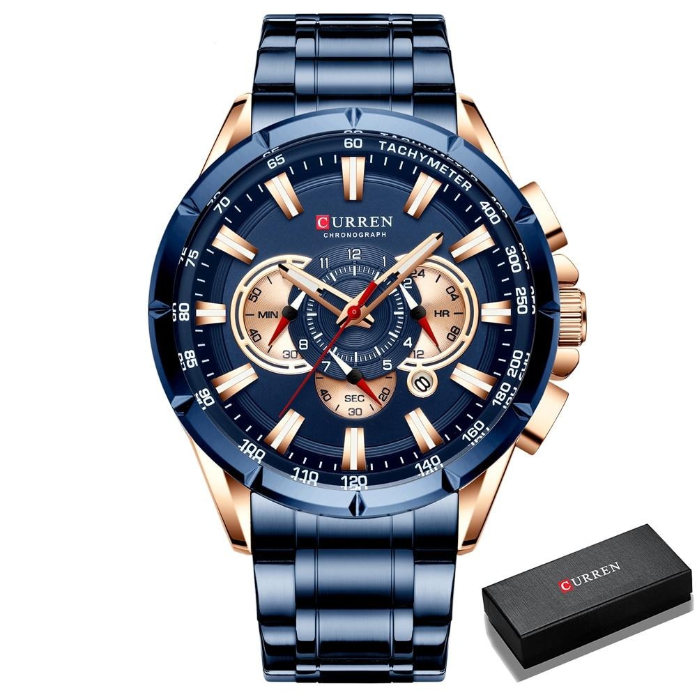 Curren 3 dial Chronograph Luxury Wristwatch