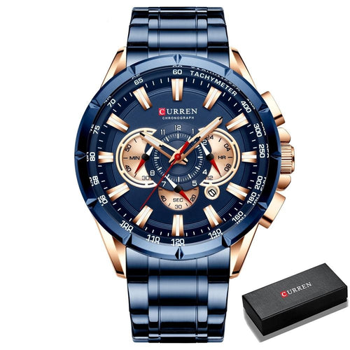 Curren 3 dial Chronograph Luxury Wristwatch