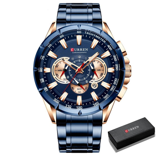 Curren 3 dial Chronograph Luxury Wristwatch