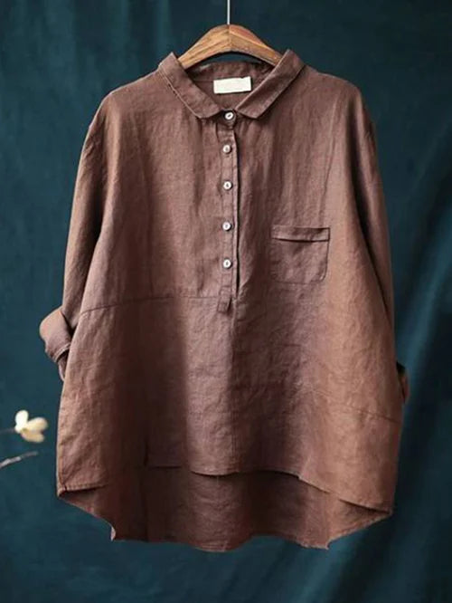 Women's Blouse Long Sleeves Linen Look