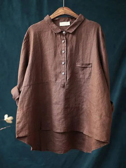 Women's Blouse Long Sleeves Linen Look