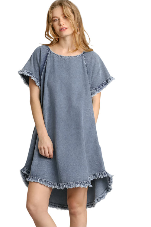 Women's Denim Dress with Fringe