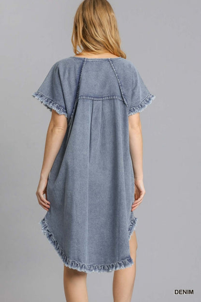 Women's Denim Dress with Fringe