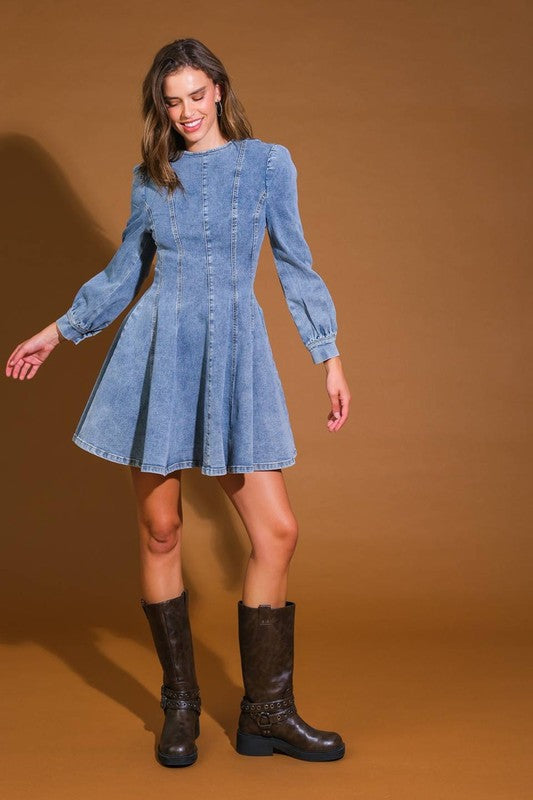 Women's Denim Skater Mini Dress