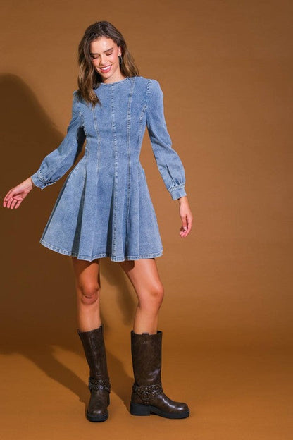 Women's Denim Skater Mini Dress